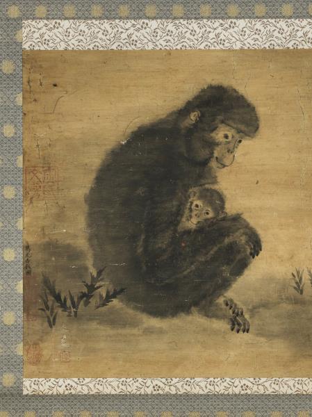 宋易元吉子母猴　軸