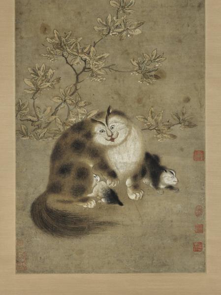 元趙雍子母貓　軸