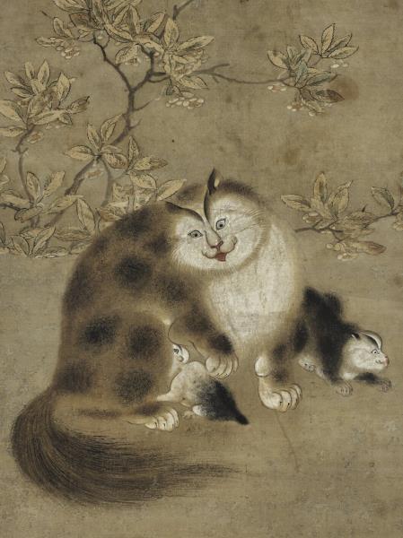 元趙雍子母貓　軸