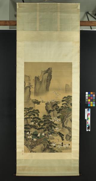 明呂紀百鶴圖　軸