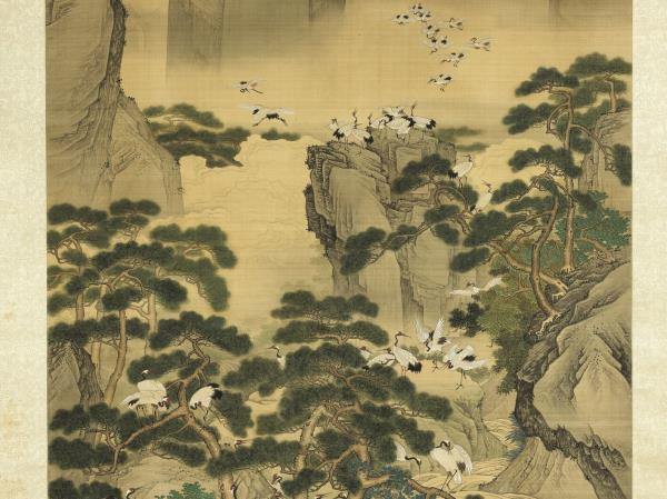 明呂紀百鶴圖　軸