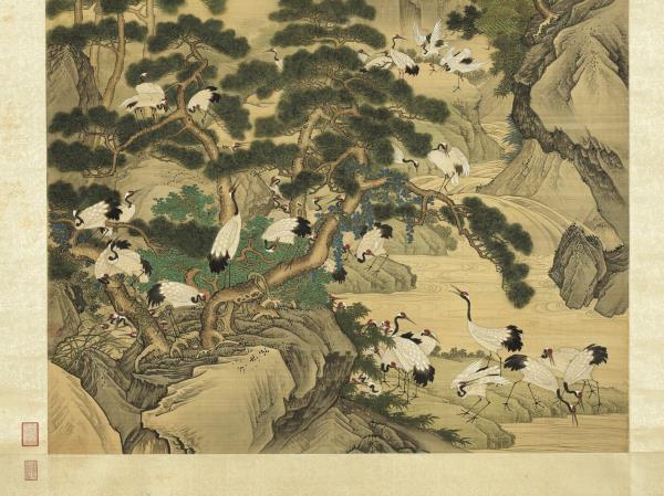 明呂紀百鶴圖　軸