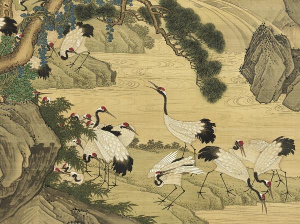 明呂紀百鶴圖　軸