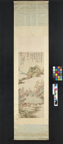 明關思白雲紅樹　軸