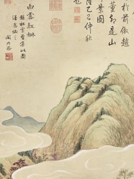 明關思白雲紅樹　軸