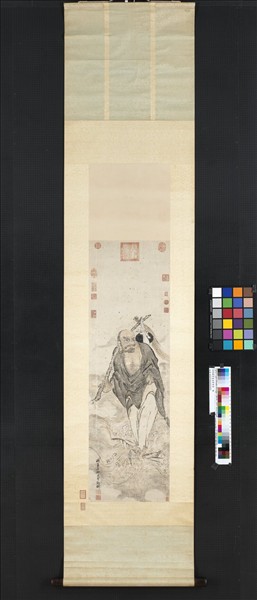 明邢國賢畫達摩葦渡　軸