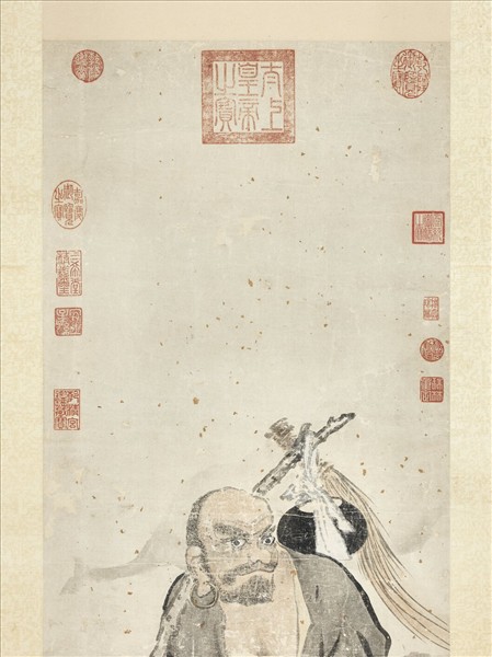 明邢國賢畫達摩葦渡　軸