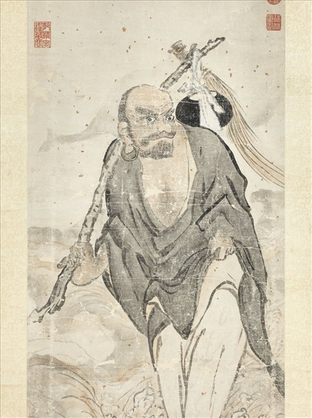 明邢國賢畫達摩葦渡　軸