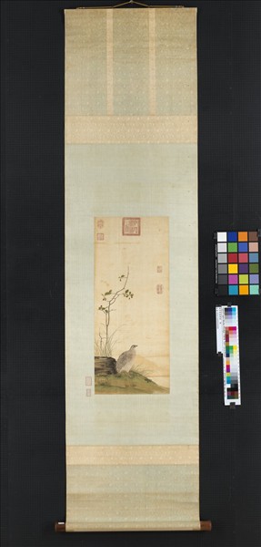 清李堅畫鵪鶉　軸