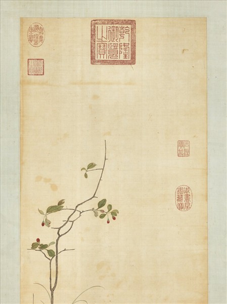 清李堅畫鵪鶉　軸