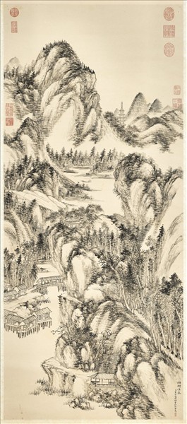 清董邦達煙樹漁莊　軸