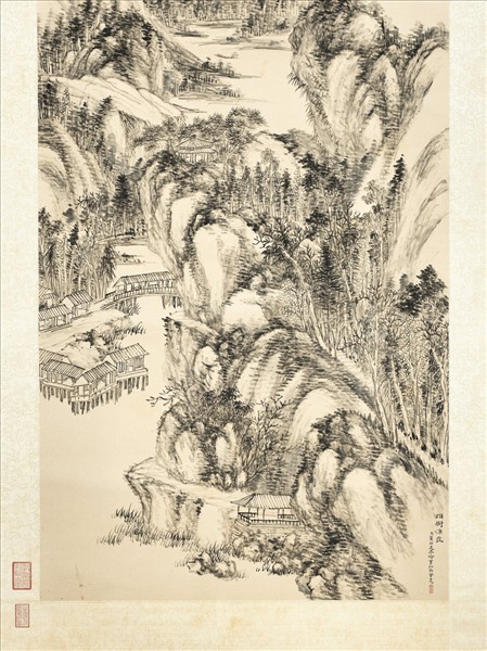 清董邦達煙樹漁莊　軸