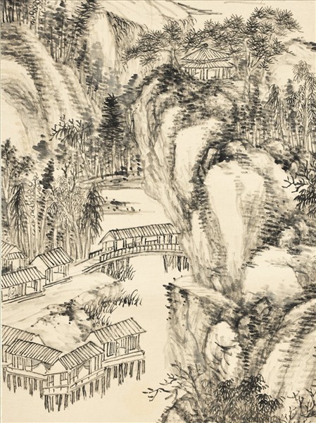 清董邦達煙樹漁莊　軸