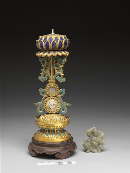 銅鍍金嵌玉及填料七政寶（武將）