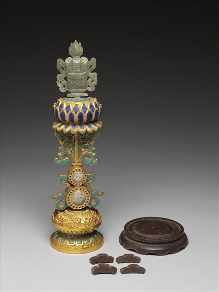 銅鍍金嵌玉及填料七政寶（寶珠）