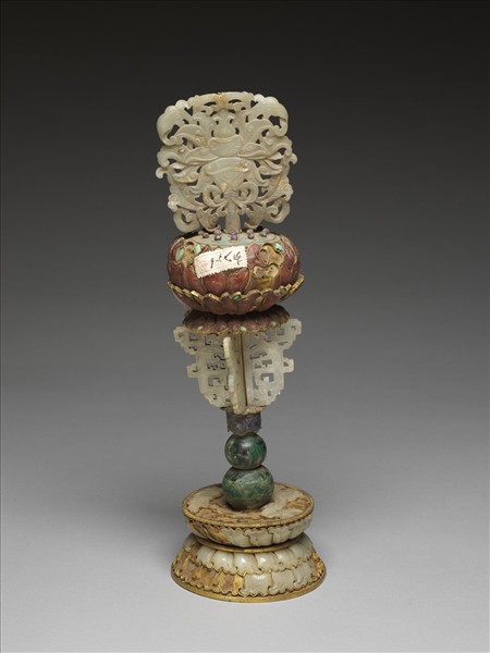 銅鍍金嵌玉及填料八寶（蓮花）