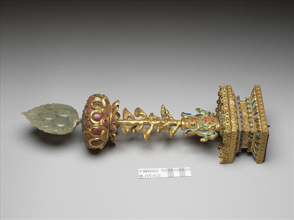 銅鍍金嵌玉及填料七政寶（寶珠）