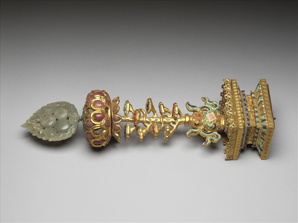 銅鍍金嵌玉及填料七政寶（寶珠）