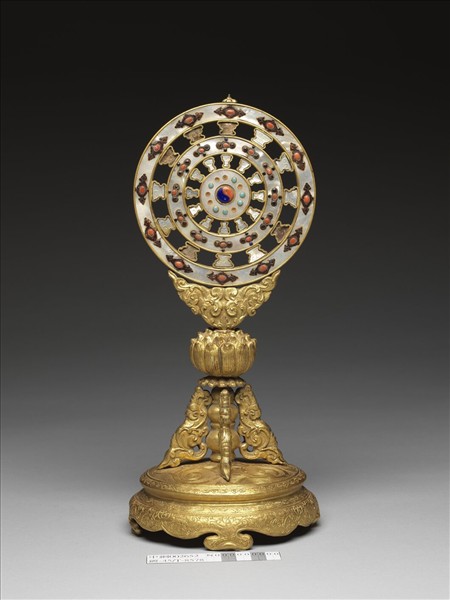 銅鍍金嵌料及螺鈿法輪