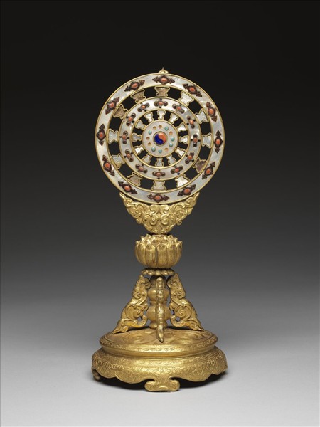 銅鍍金嵌料及螺鈿法輪