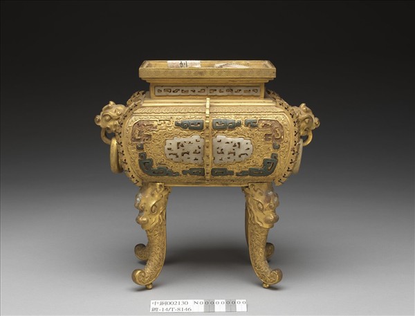 銅鍍金嵌玉爐（五供）