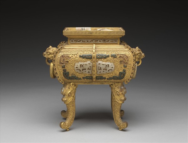 銅鍍金嵌玉爐（五供）