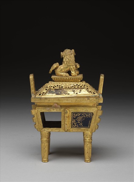 銅鍍金嵌青金石爐（五供）