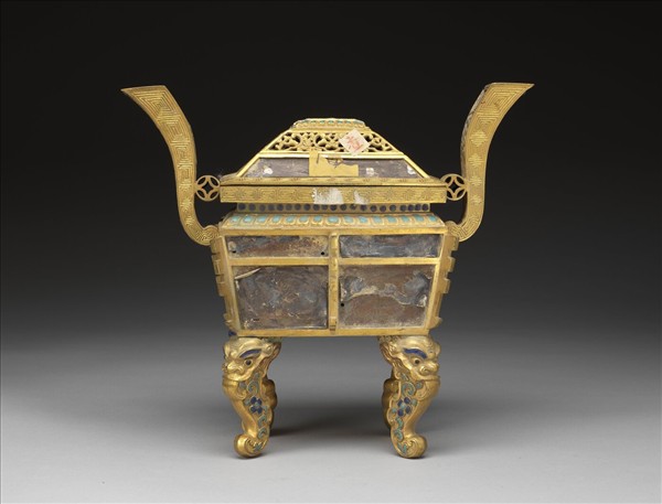 銅鍍金嵌玉及填料爐（五供）