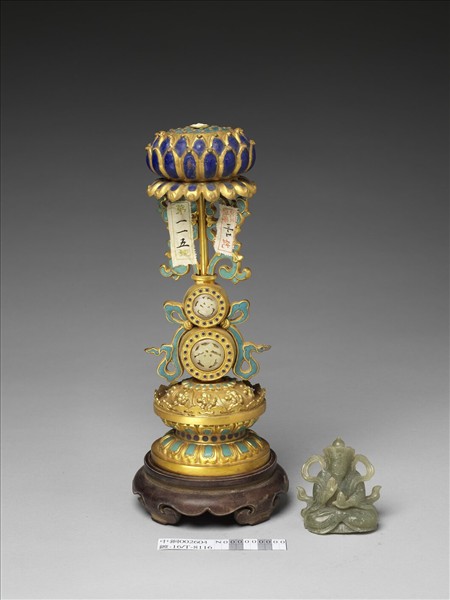 銅鍍金嵌玉及填料七政寶（財臣）