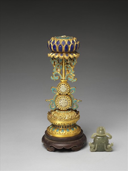 銅鍍金嵌玉及填料七政寶（財臣）