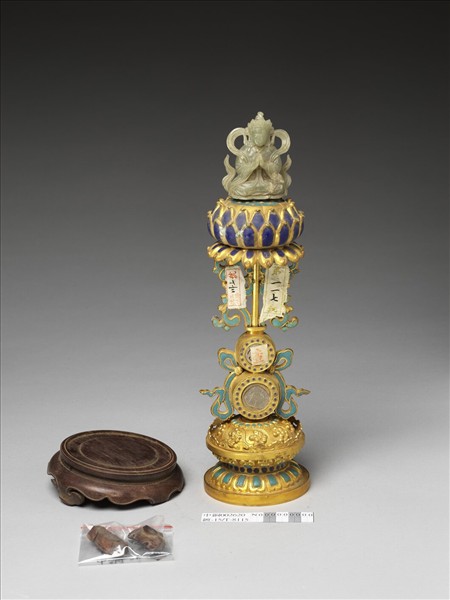 銅鍍金嵌玉及填料七政寶（玉女）