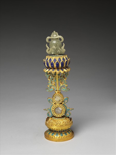 銅鍍金嵌玉及填料七政寶（玉女）