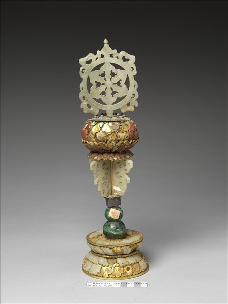 銅鍍金嵌玉及填料八寶（法輪）