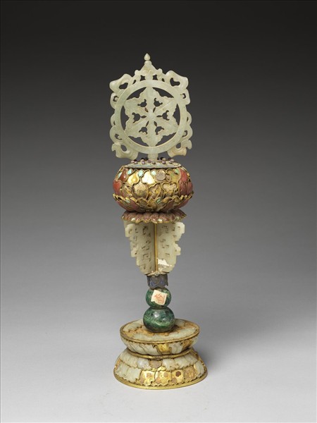 銅鍍金嵌玉及填料八寶（法輪）