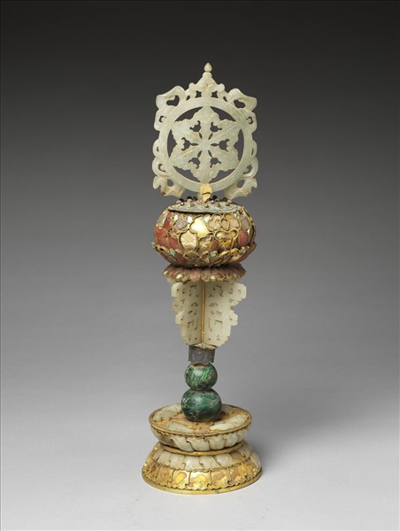 銅鍍金嵌玉及填料八寶（法輪）