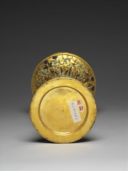 銅鍍金嵌松石及青金石觚（五供）