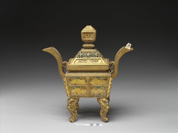 銅鍍金嵌玉及填料爐（五供）