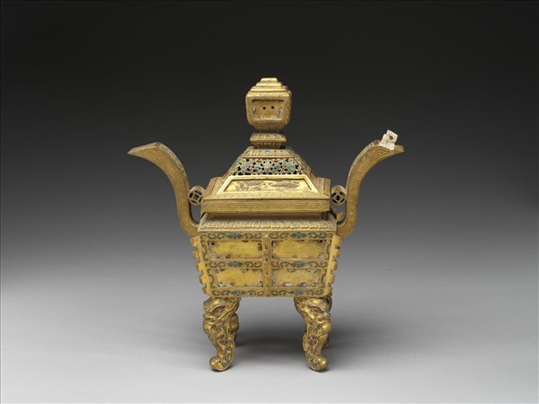 銅鍍金嵌玉及填料爐（五供）