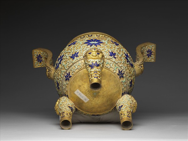 銅鍍金嵌綠松石及青金石爐（五供）