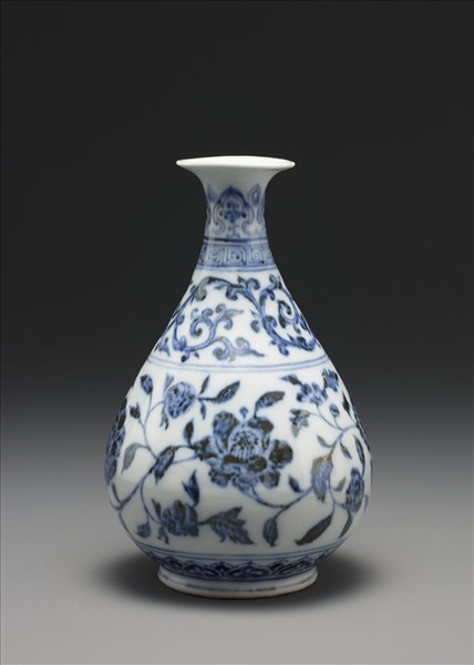 青花四季花卉紋玉壺春瓶