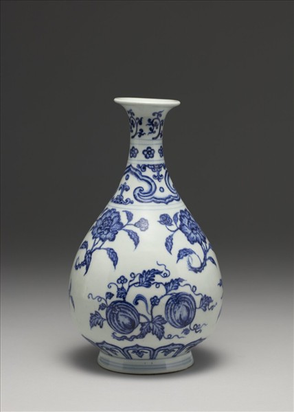 官窯 青花花果玉壺春瓶