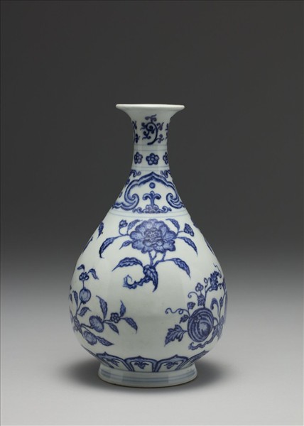 官窯 青花花果玉壺春瓶