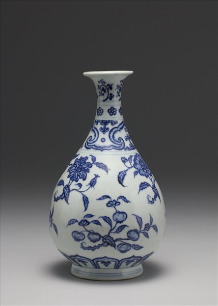 官窯 青花花果玉壺春瓶