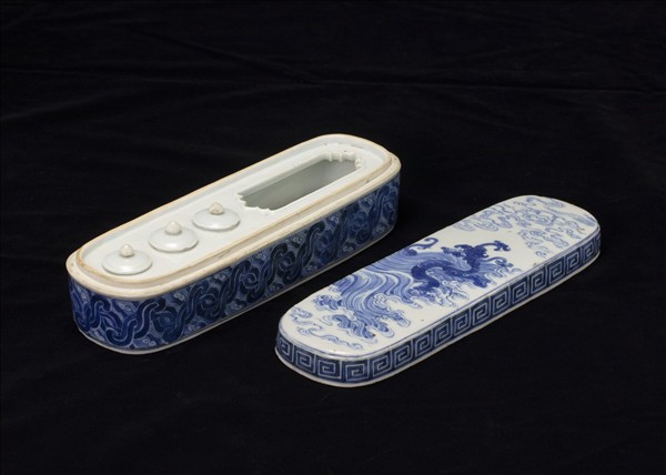 官窯 青花龍紋長方墨盒