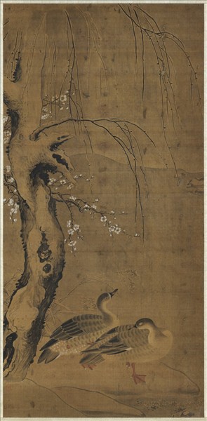 明人梅柳雙雁　軸