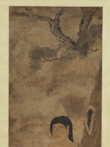 清羅聘寫拾得掃葉圖　軸