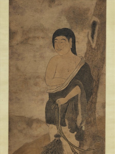 清羅聘寫拾得掃葉圖　軸