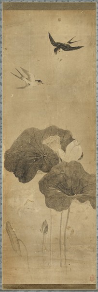 無款荷花雙燕　軸