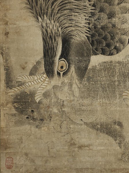 無款蒼鷹捕狸　軸