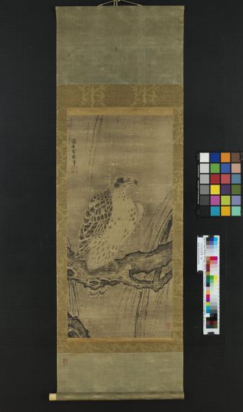 日本雪舟畫鷹　軸